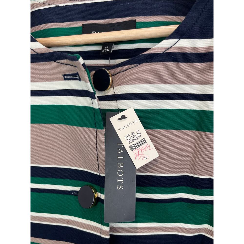 Nwt Talbots Striped Button Up Jacket - Size 12 - image 4